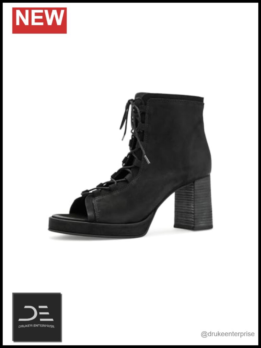 Suede Lace-Up Block Heels Ankle Booties